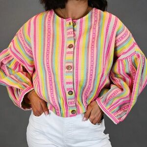 IVY JANE multi striped crop jacket size XL EUC